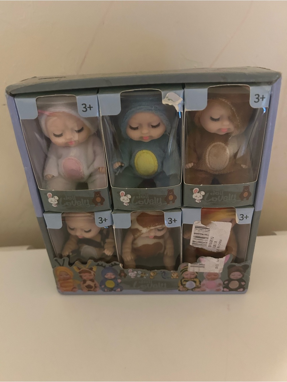 NEW In Box Set Of 6 Doll Lovely Baby Dolls Dressed As Animals 4 Inches Tall